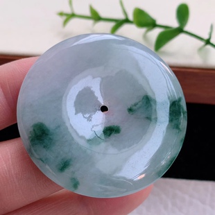 Zzx实拍缅甸翡翠A货飘花饱满大平安扣玉坠 5.2mm 玉挂件毛衣坠43