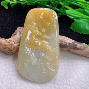 x54实拍57 6缅甸天然翡翠冰黄一路平安一路美好玉吊坠梅花鹿 31.2