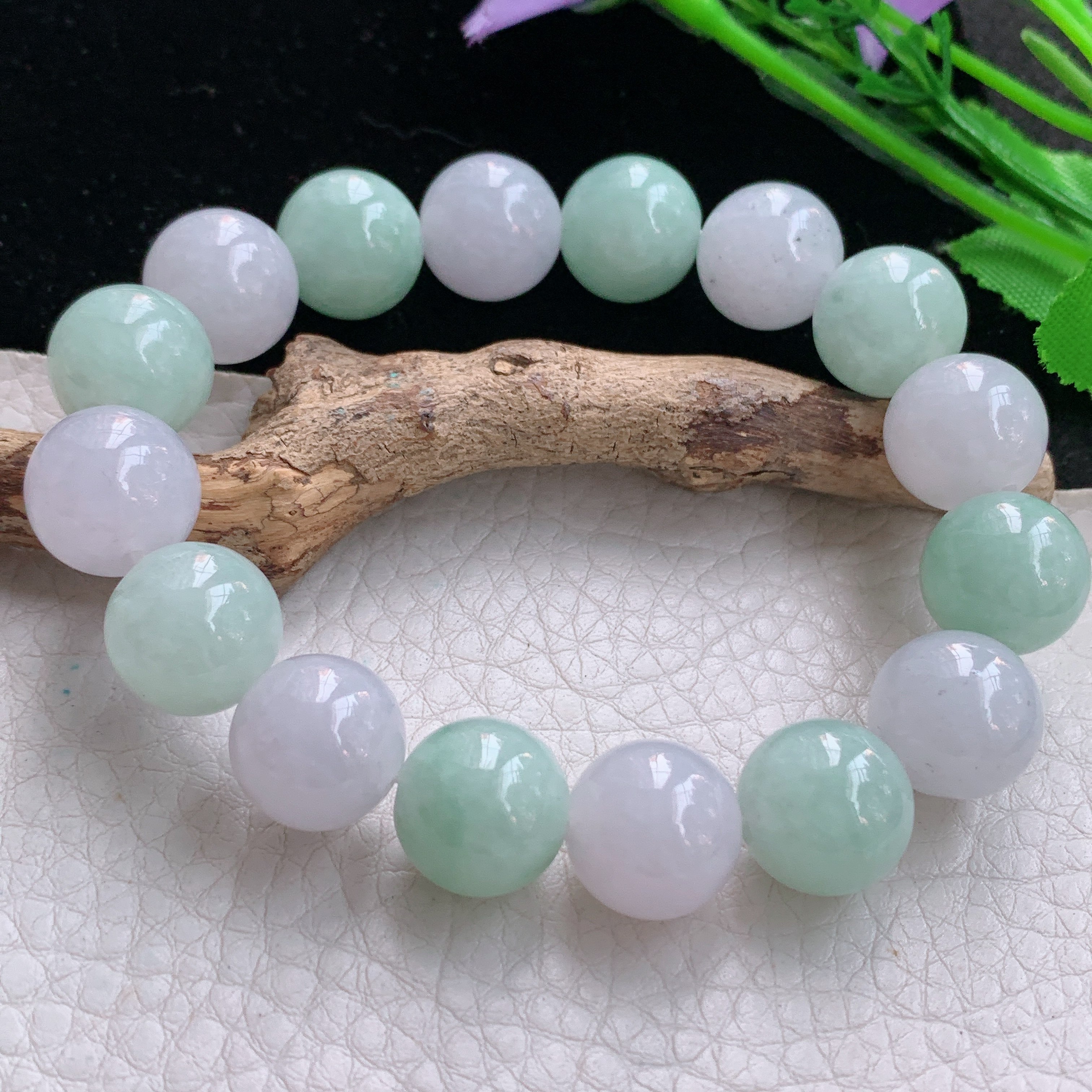 zen实拍 天然缅甸翡翠双彩水润13.5mm圆珠玉手链 玉手串,珠宝/钻石/翡翠,手链/手串,淘宝优惠券,粉丝福利购,淘宝优惠卷