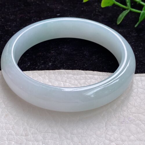 Xx自然光平安镯缅甸翡翠白月光冰胶宽边玉镯 玉手镯 55.8*13*8mm