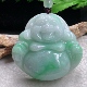 zen自然光43 45.5 12.6天然缅甸玉翡翠佛公吊坠飘绿大弥勒佛吊坠