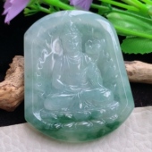 py实拍55.5 玉吊坠 玉观音玉挂件 44.6 6缅甸翡翠飘花持莲观音