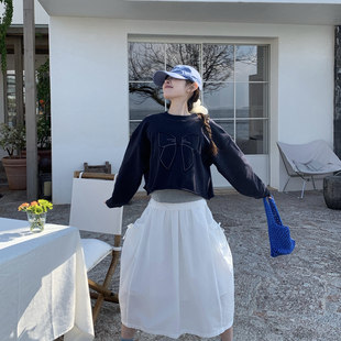 OMELET蛋卷-春上新韩系洋气百搭大口袋系带长半裙半身裙