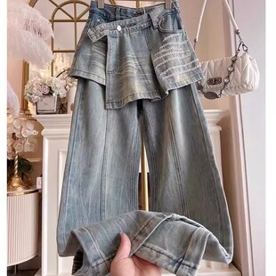 欧货重磅2025年夏季新款女装蓝色串珠牛仔裤高级感穿搭漂亮下装夏