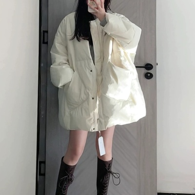 韩系中长款羽绒棉服外套