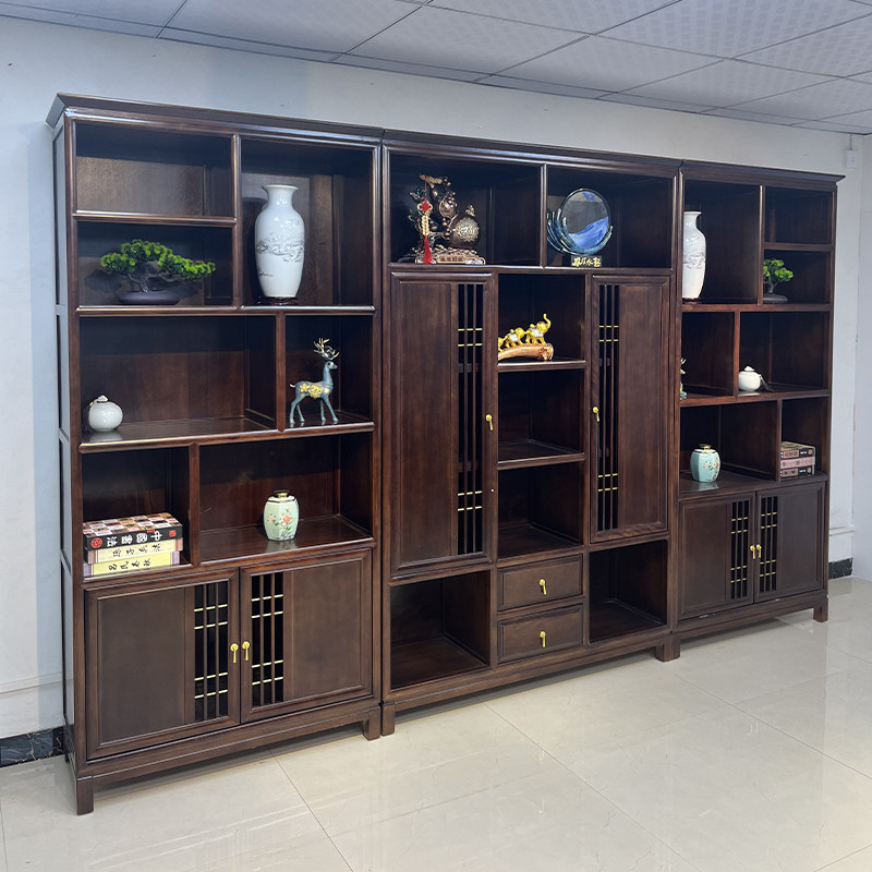 新中式金花梨带门榫卯书柜