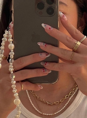 肯豆stringting同款roses常用仿珍珠爱心个性手腕防丢手机链挂绳