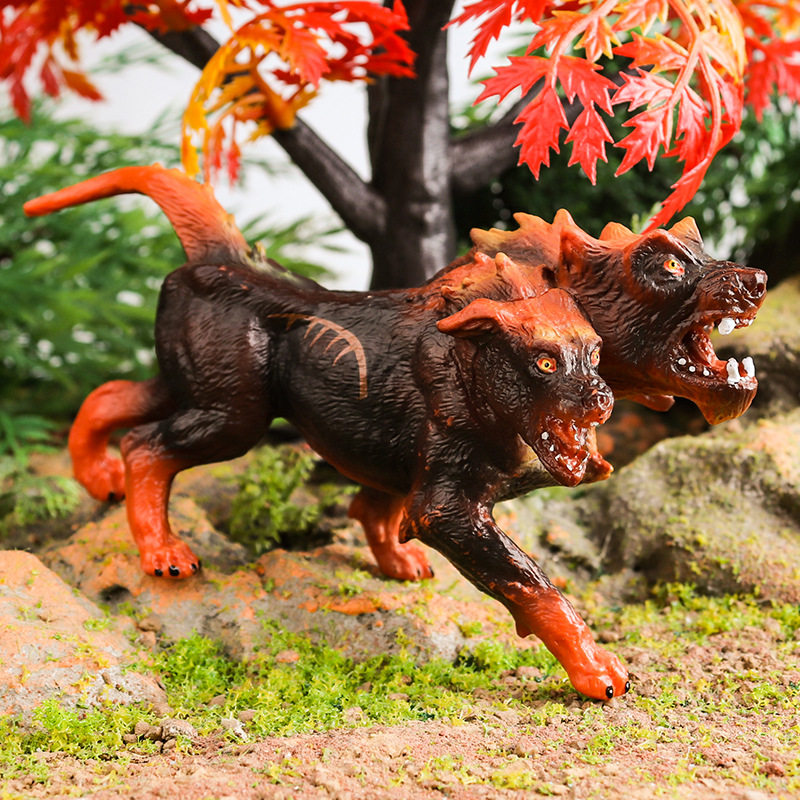 儿童仿真玩具神话动物传说地狱三头犬模型远古生物史前巨兽摆饰