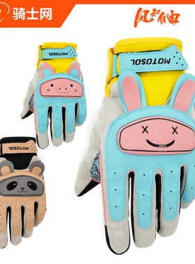 骑士网摩托车手套摩托骑行手套机车手套夏季机车马卡龙女款动物园