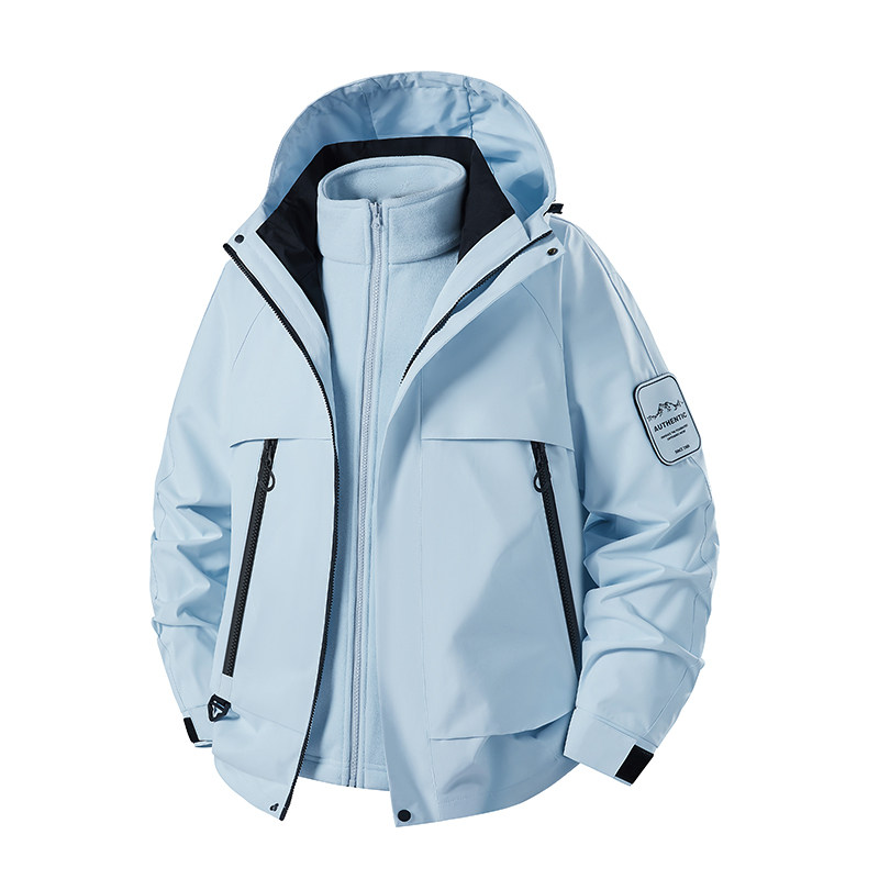 定制印logo冲锋衣三合一可拆卸内胆防风防水加厚保暖情侣装登山服