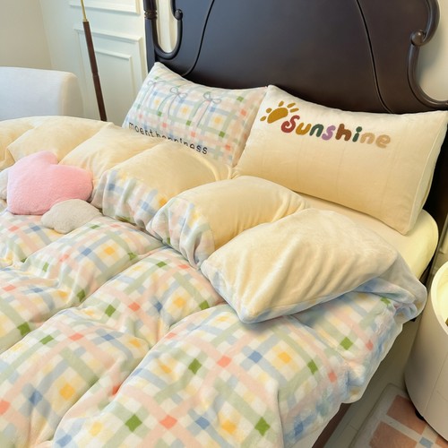 冬季加厚牛奶绒毛巾绣四件套