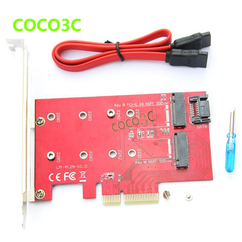 PCI-e 4x 转 M Key M.2转接卡 SATA 3.0 转B Key NGFF M2 SSD