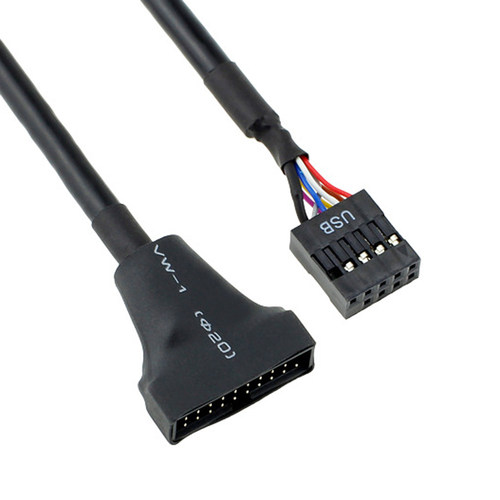 USB2.0 9pin母对USB 3.0 20pin公转接线 9针转19针 公对母口延长