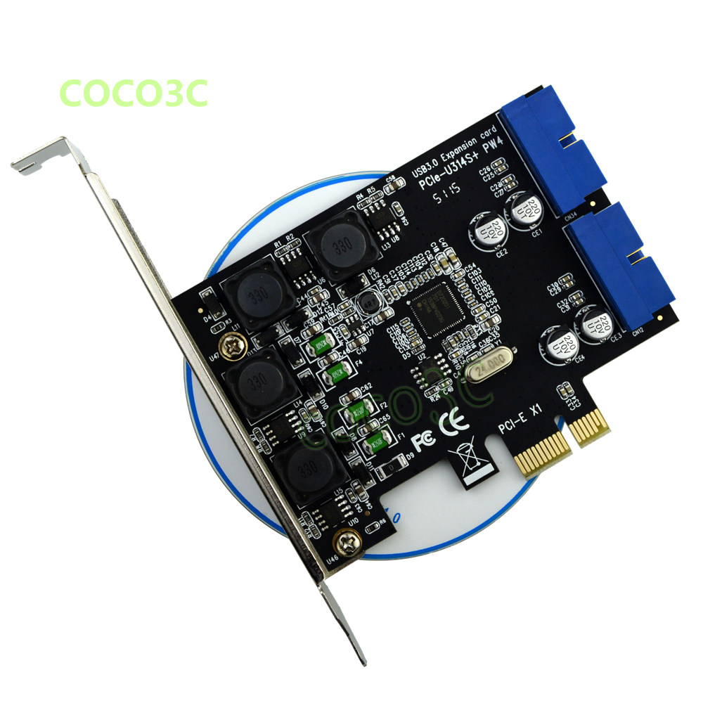 台式机可前置光驱位 pci-e转双19针 20PIN USB3.0扩展卡无需供电
