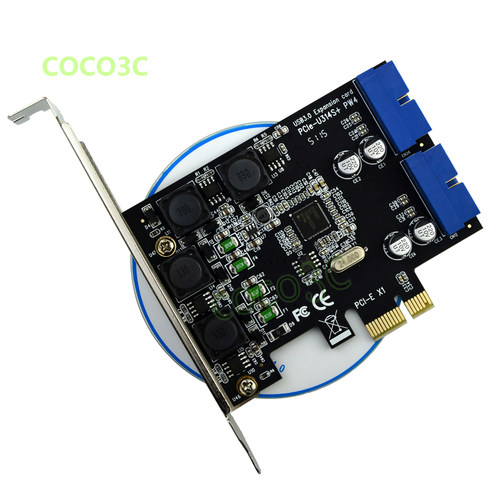 台式机可前置光驱位 pci-e转双19针 20PIN USB3.0扩展卡无需供电