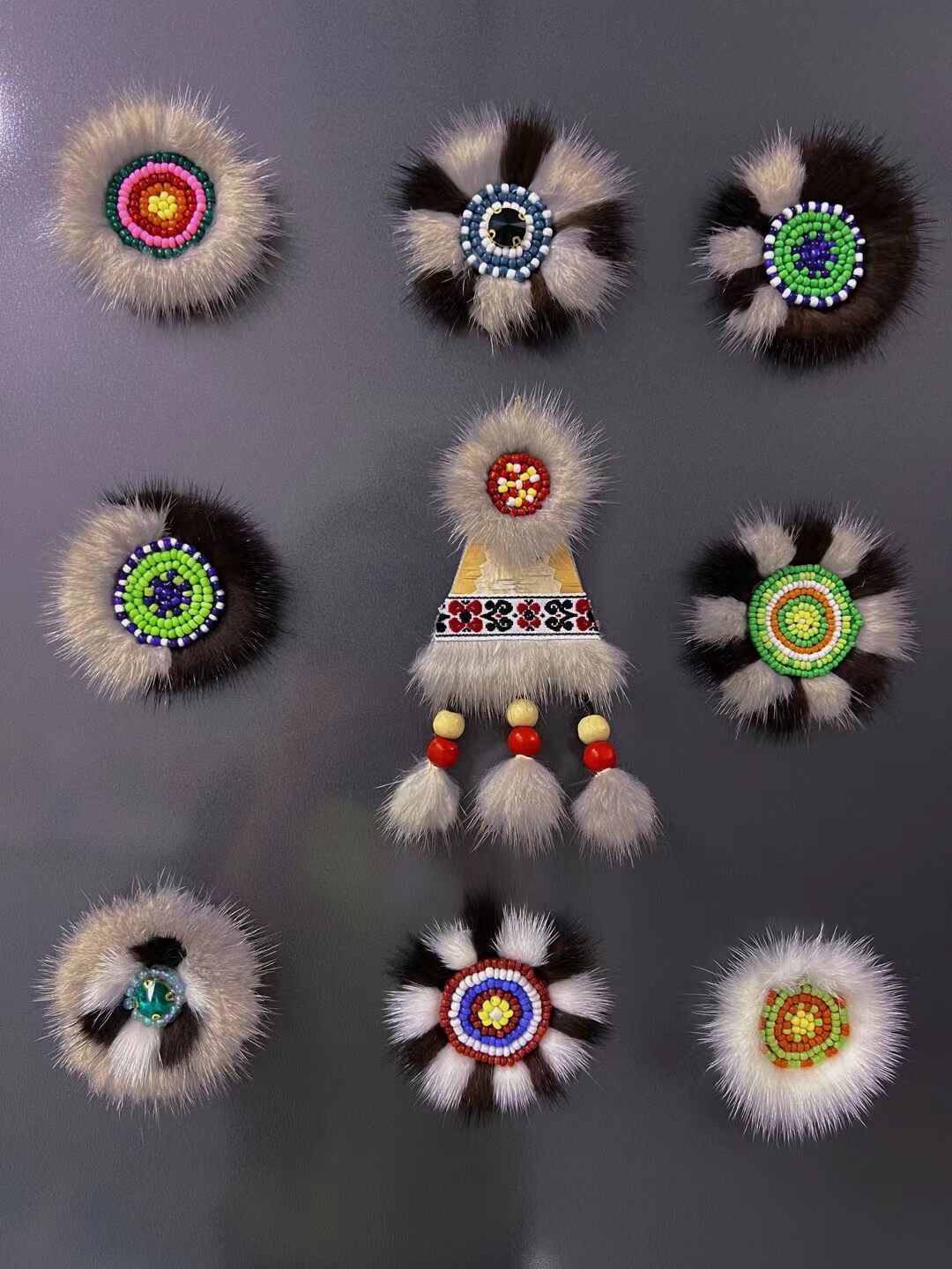 鄂温克撮罗子、太阳驯鹿、雪花冰箱贴(手工制作)