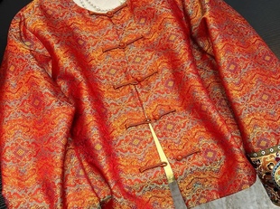 真丝交织提花面料中国风唐装旗袍汉服包装服装布料宋锦新年爆款