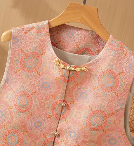 粉八达晕纹宋锦面料非遗工艺国风旗袍汉服马甲手工DIY服装布料
