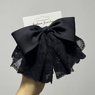 法式蕾丝大裙摆蝴蝶结发夹抓夹弹簧夹鸭嘴夹女温柔感气质后脑勺