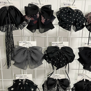 抓夹弹簧夹大蝴蝶结发夹雪纺碎花马尾抓发饰头饰发卡