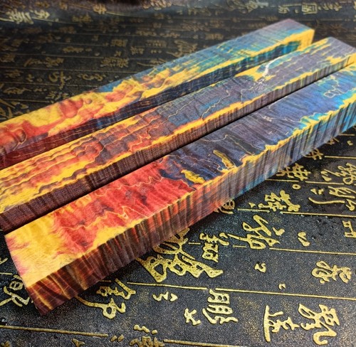 虎纹枫水波纹固化木球杆料35+3.4+3.4公分