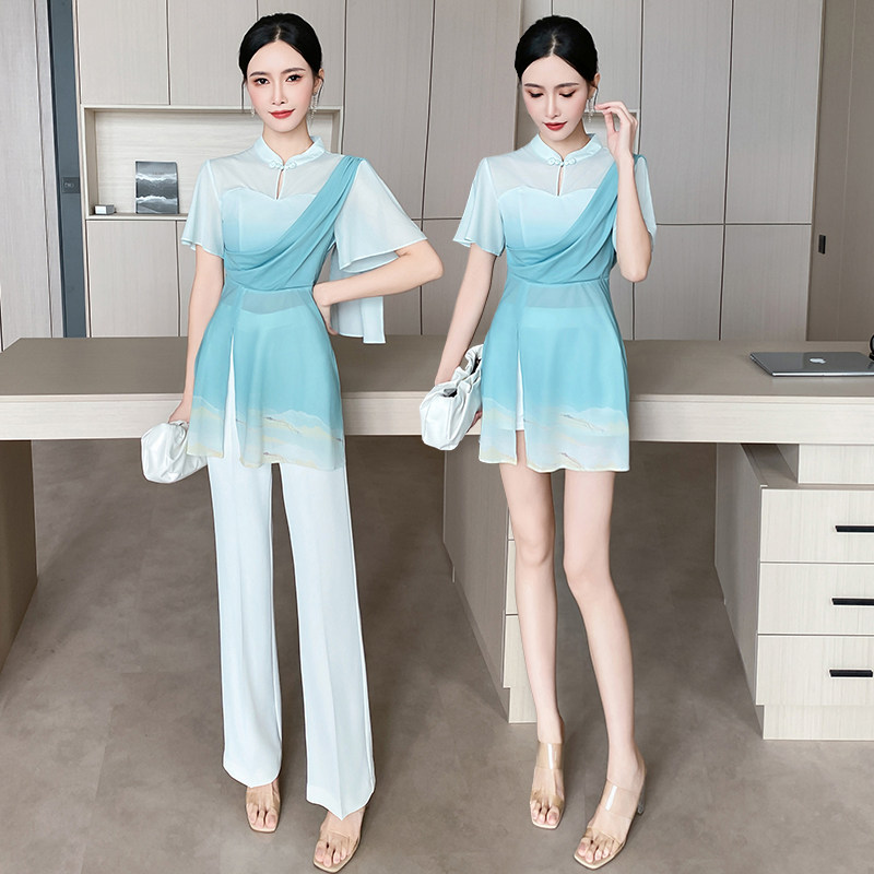 渐变色新中式酒店工作服套装美容师工服按摩SPA水疗馆衣服技师服