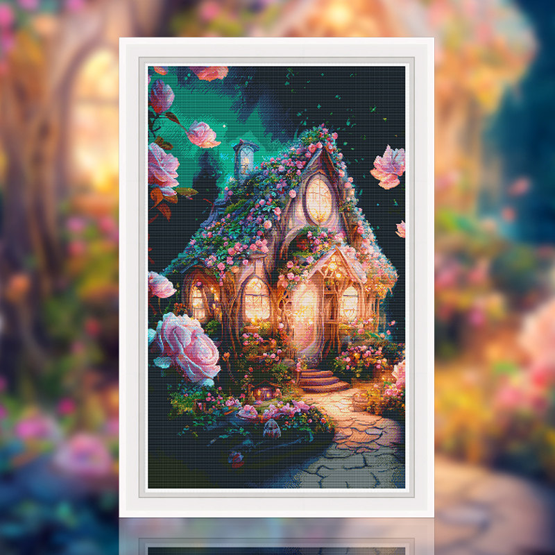 春天十字绣新款客厅满绣欧式梦幻花房风景手工自己绣线绣