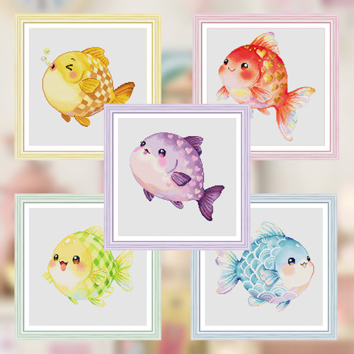 春天十字绣小鱼客厅装饰画