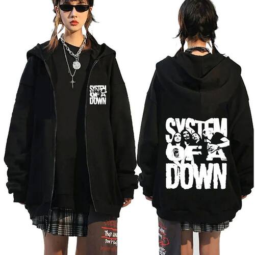 90s Alternative Metal Rock Band System of A Down Graphic Zip