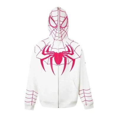 Full Zip Up Spider Hoodie Women Men Streetwear Harajuku Grap