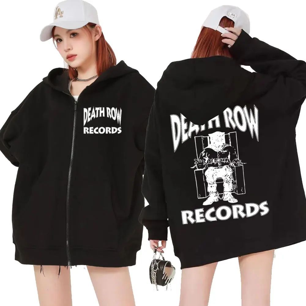 Death Row Records Zipper Hoodies Rapper Tupac 2pac Graphic H