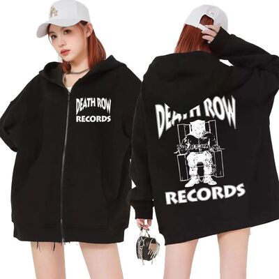 Death Row Records Zipper Hoodies Rapper Tupac 2pac Graphic H