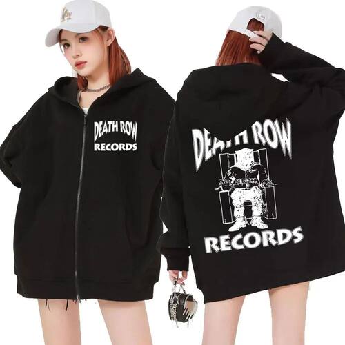 Death Row Records Zipper Hoodies Rapper Tupac 2pac Graphic H