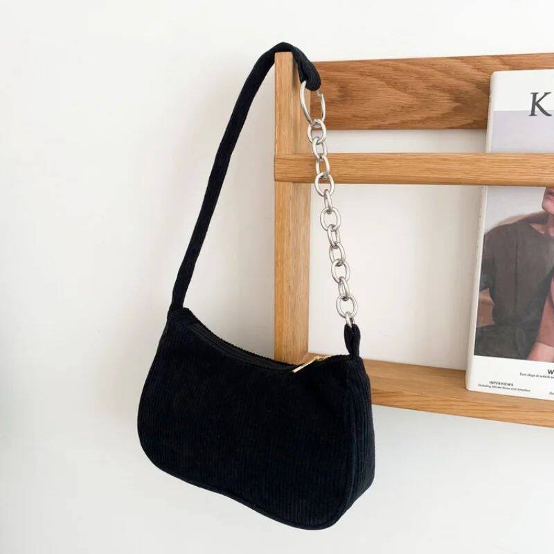 Fashion Vintage Women Handbags Corduroy Underarm Bag Casual