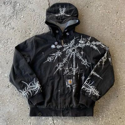 Y2K vintage Gothic zip up hoodie Harajuku Oversized Patchwor