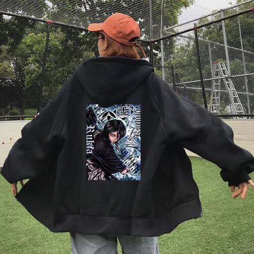 Kuchiki Rukia BLEACH Print Zipper Hoodies Kawaii Anime Men W