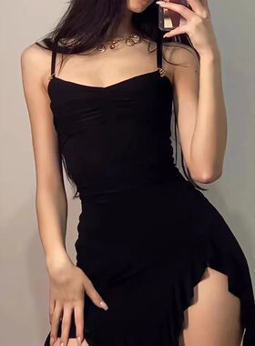 Summer New Sexy Mini Dress Women Black Sleeveless Strap Back