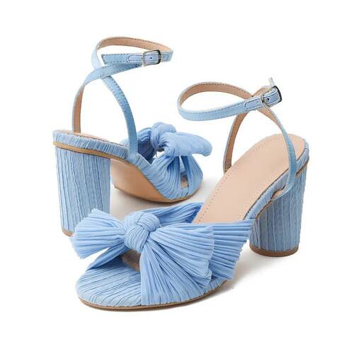 2024 Fashion Women Sandals with Thick Bow Fairy Silk Sandals