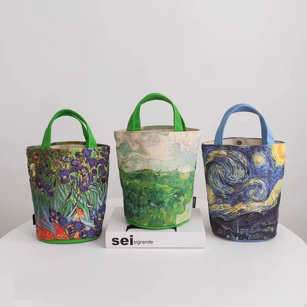 KLASSNUM Van Gogh Printing Canvas Tote Bag Women's Handbag V