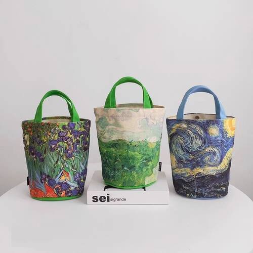 KLASSNUM Van Gogh Printing Canvas Tote Bag Women's Handbag V