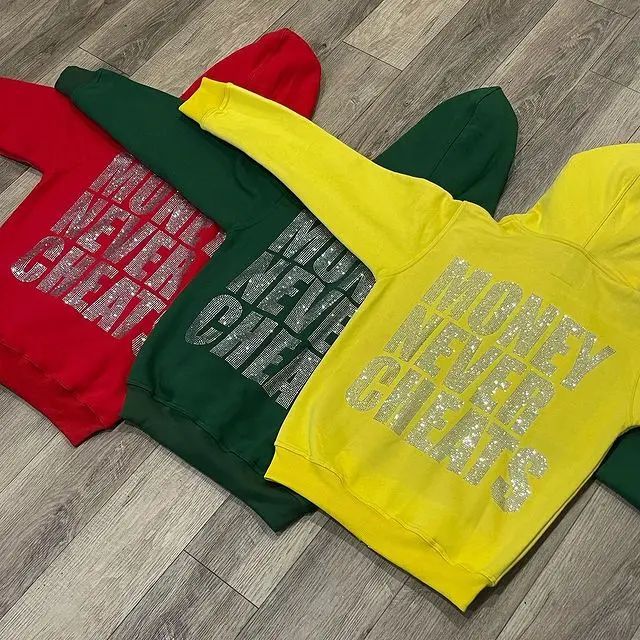 Rhinestones Letter Print Y2K Men Women Zip Up Long Sleeve Ov