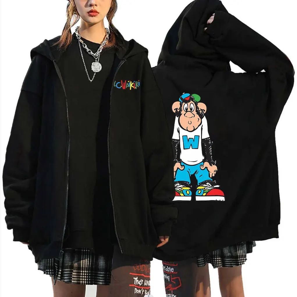 Solemn Lc Waikiki Monkey Graphic Zipper Hoodie Male Fashion