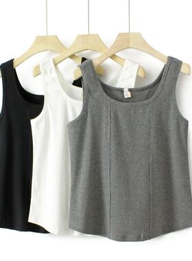 Plus Size Clothes Women Tank Tops Cotton U-Neck Splicing Pre