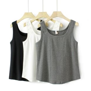 Plus Size Clothes Women Tank Tops Cotton U-Neck Splicing Pre