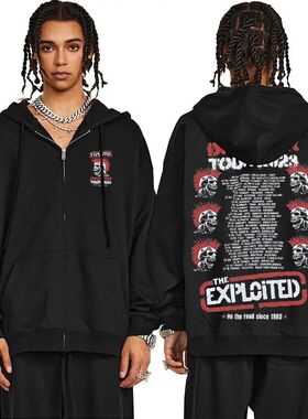 Rock Band The Exploited Disorder Tour 2023 Zip Up Hoodie Ske