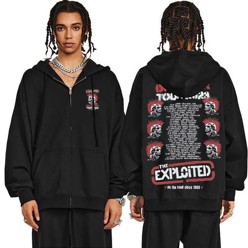 Rock Band The Exploited Disorder Tour 2023 Zip Up Hoodie Ske