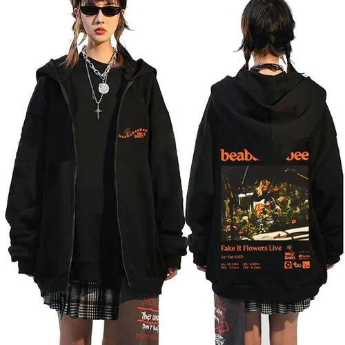 Beabadoobee Fake It Flowers Zipper Hoodie Men Women Hip Hop