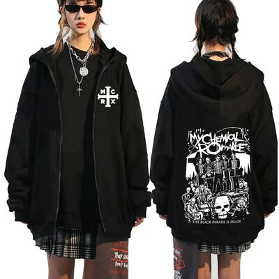 Rock Band My Chemical Romance Mcr Dead Zipper Hoodie Black P