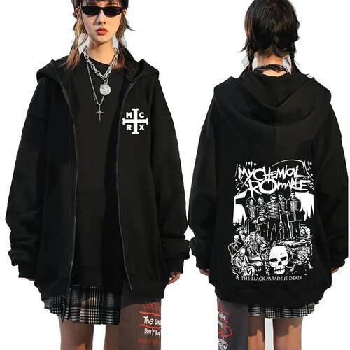 Rock Band My Chemical Romance Mcr Dead Zipper Hoodie Black P