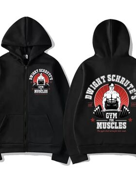 Dwight Schrute S Gym for Muscles Graphic Zipper Hoodies Men
